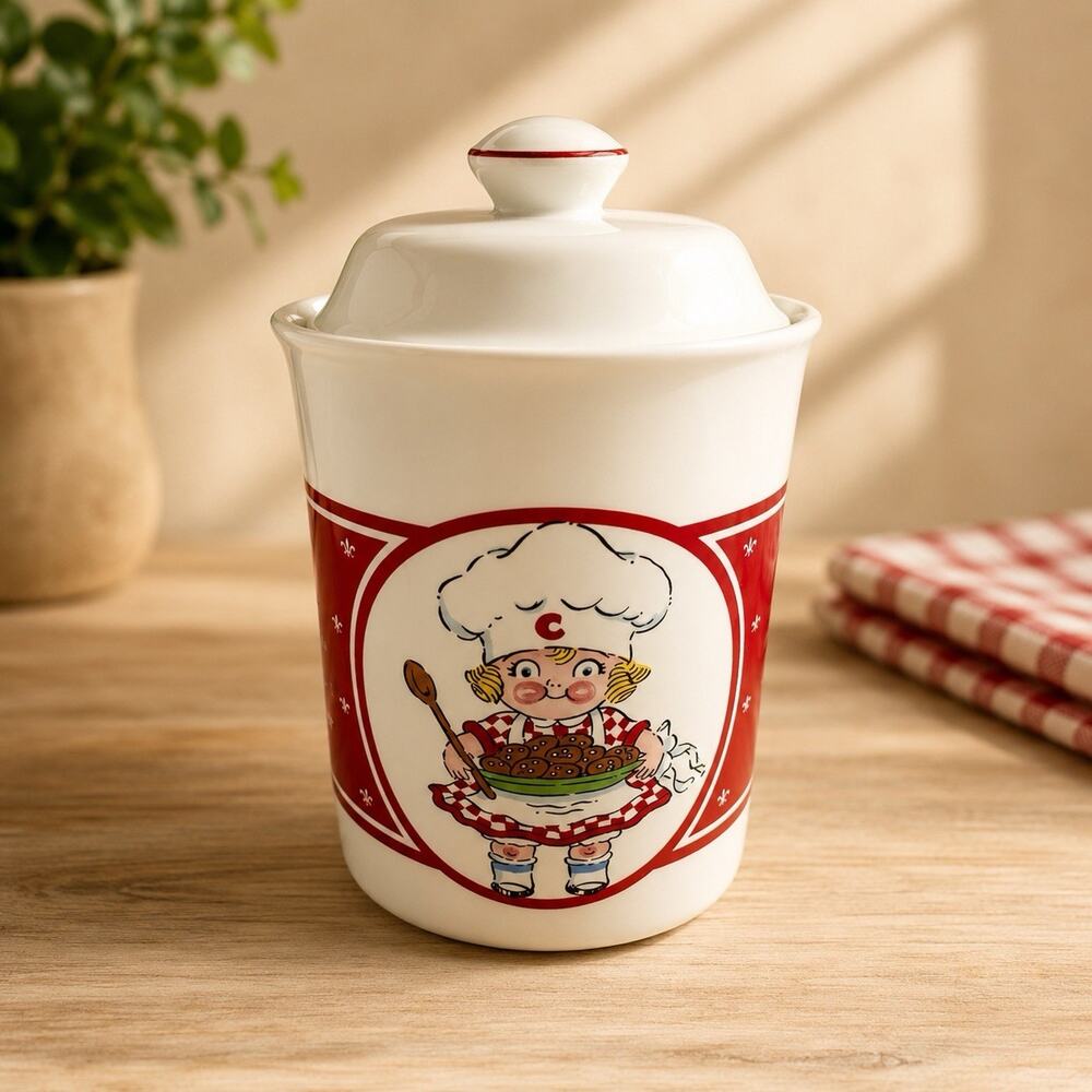 Vintage Campbell's Soup Kids Rare Ceramic Cookie Jar Canister + Lid Cottagecore